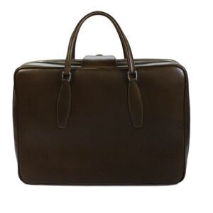 Tardini Mens Leather Zip Around Milano Weekender Briefcase Green
